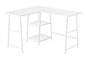 Computer Desk, Home Office, Corner, Storage Shelves, 48"l, L Shape, Work, Laptop, White Laminate, White Metal, Contemporary, Modern