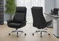 Office Chair, Adjustable Height, Armrests, Ergonomic, Swivel, Computer Desk, Work, Black Leather Look, Chrome Metal, Contemporary, Modern
