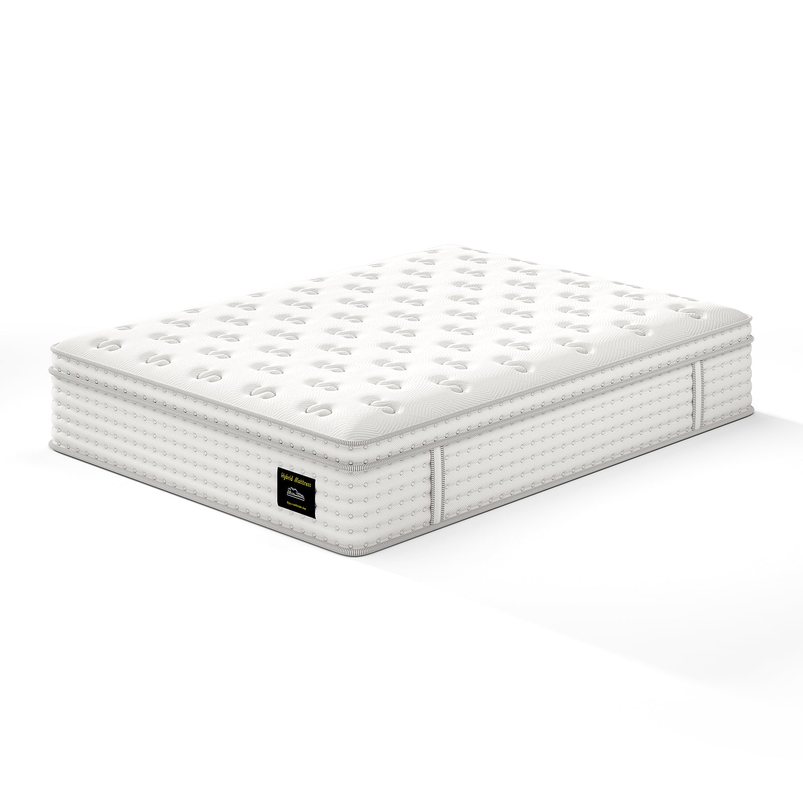 14'' Hybrid Mattress - Queen, Memory Foam & Pocket Springs for Pressure Relief, Fiberglass Free Ergonomic Home White