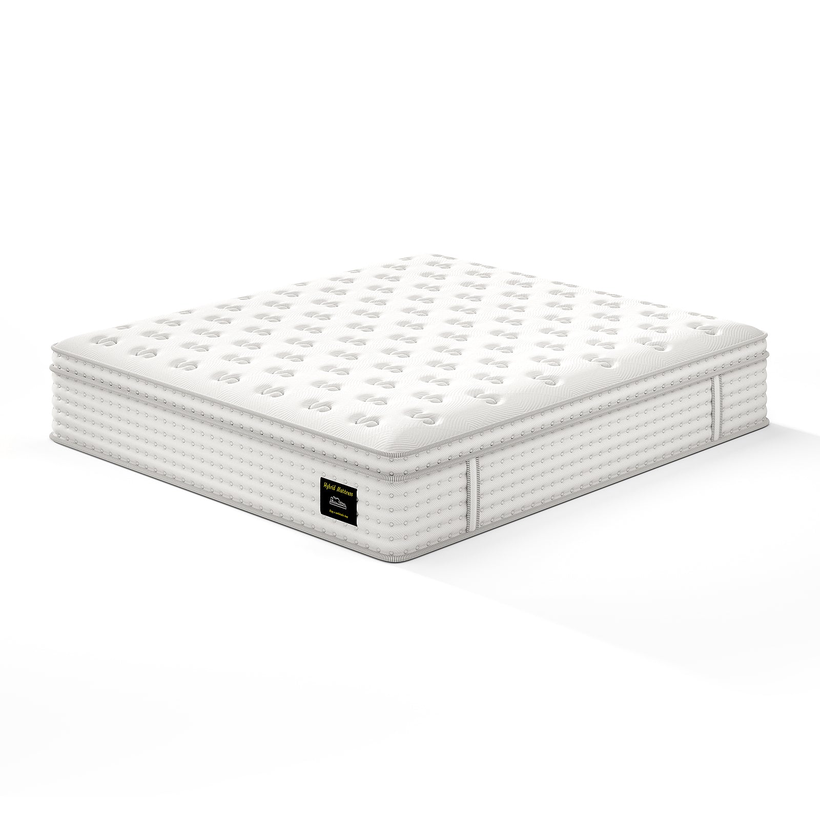 14'' Hybrid Mattress - King, Memory Foam & Pocket Springs for Pressure Relief, Fiberglass Free Ergonomic Home White