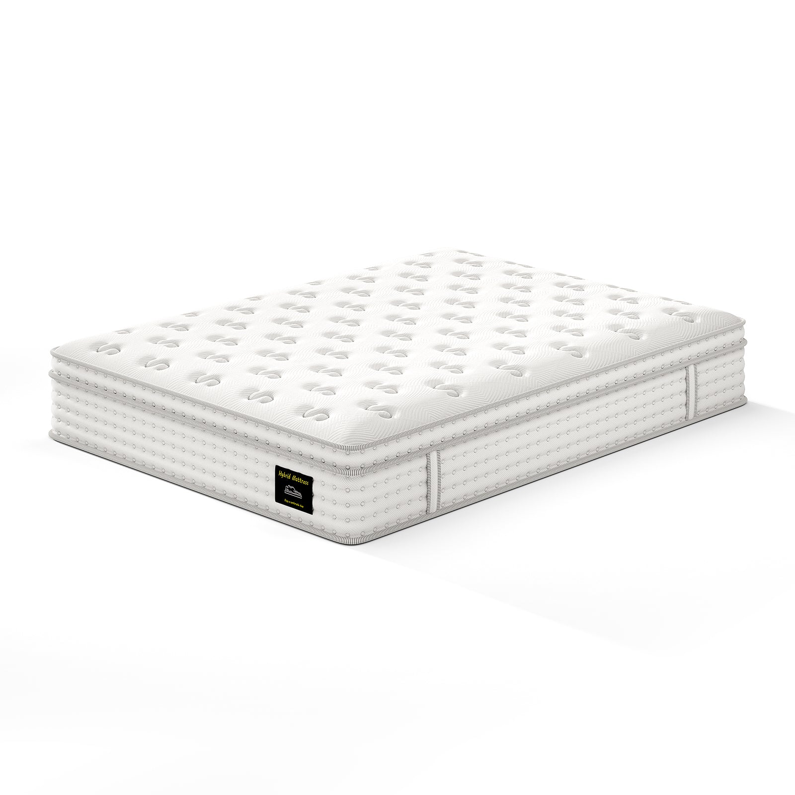 12'' Hybrid Mattress - Queen, Memory Foam & Pocket Springs for Pressure Relief, Fiberglass Free Ergonomic Home White
