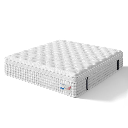 14 Inch King Hybrid Mattress – Memory Foam & Pocket Spring Bed – Medium Firm Comfort, Spine Support, Quiet & Breathable