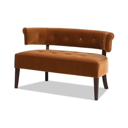 Burnt Orange Velvet Mid-Century Bench - 24" x 51"