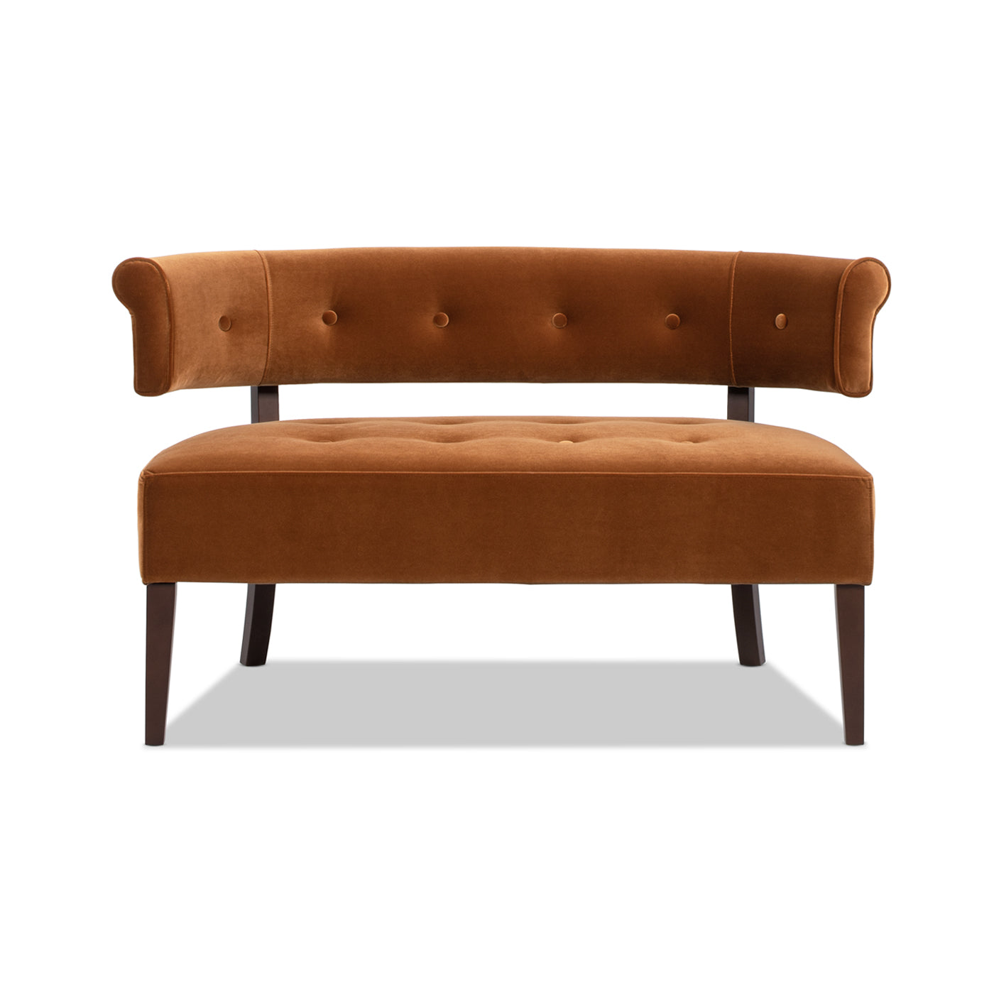Burnt Orange Velvet Mid-Century Bench - 24" x 51"