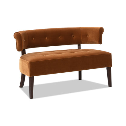 Burnt Orange Velvet Mid-Century Bench - 24" x 51"