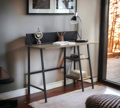 Garima Rustic Oak with Black Finished Legs Writing Desk