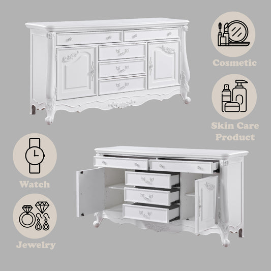 White Synthetic Wood Dresser - 39" Wide Storage for Bedroom