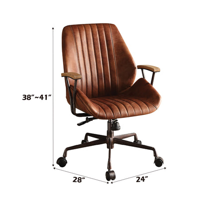 Coffee Leather Executive Office Chair Adjustable Height