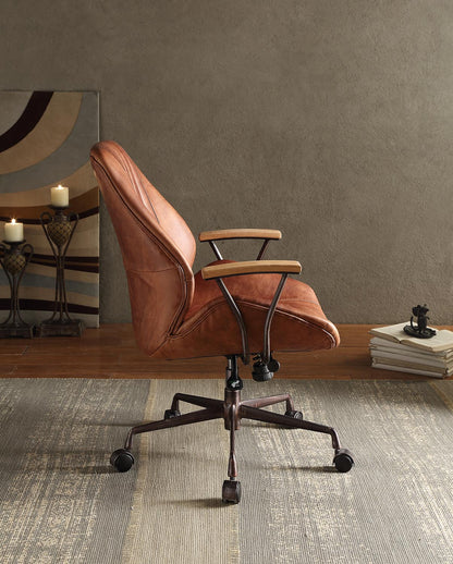 Coffee Leather Executive Office Chair Adjustable Height