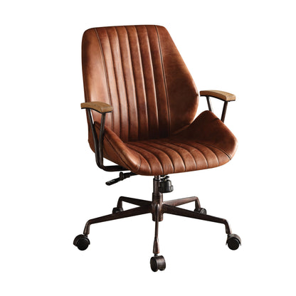 Coffee Leather Executive Office Chair Adjustable Height
