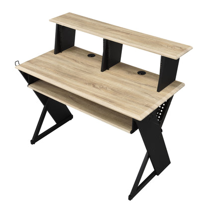Eleazar Natural Oak Finish Music Recording Studio Desk - 24"W Workstation