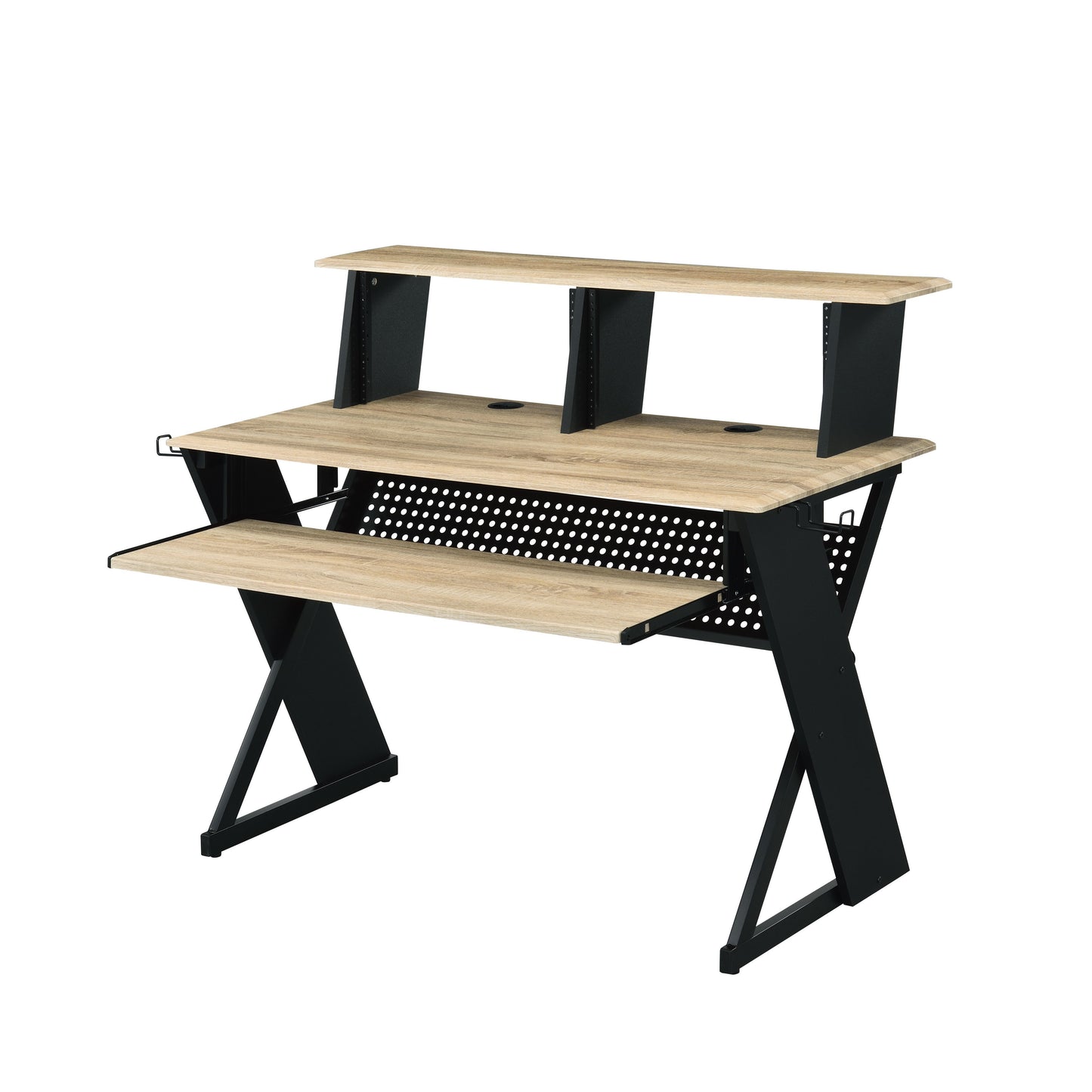 Eleazar Natural Oak Finish Music Recording Studio Desk - 24"W Workstation