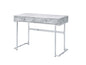 Tigress White Printed Faux Marble Top & Chrome Finish Writing Desk