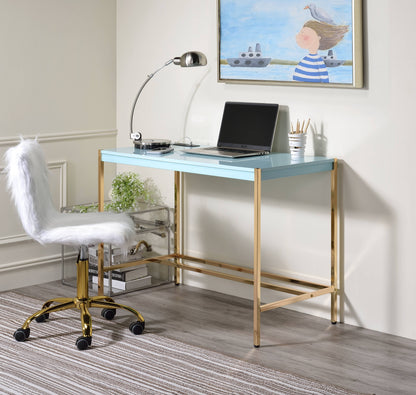Midriaks Baby Blue & Gold Finish Writing Desk W/USB