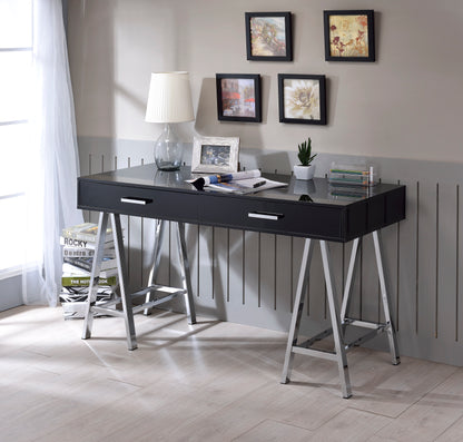 Coleen Black High Gloss & Chrome Finish Writing Desk W/USB