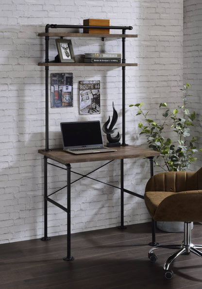 Ensata Rustic Oak & Black Finish Writing Desk
