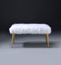 Bagley II White Faux Fur & Gold Finish Bench