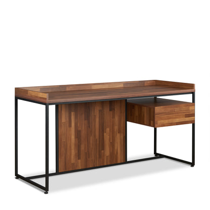 Sara Walnut & Sandy Black Finish Writing Desk - 24" L x 62" W