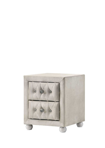 Beige Fabric Nightstand - 17" Wide Storage