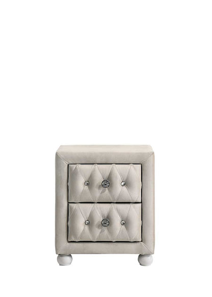 Beige Fabric Nightstand - 17" Wide Storage