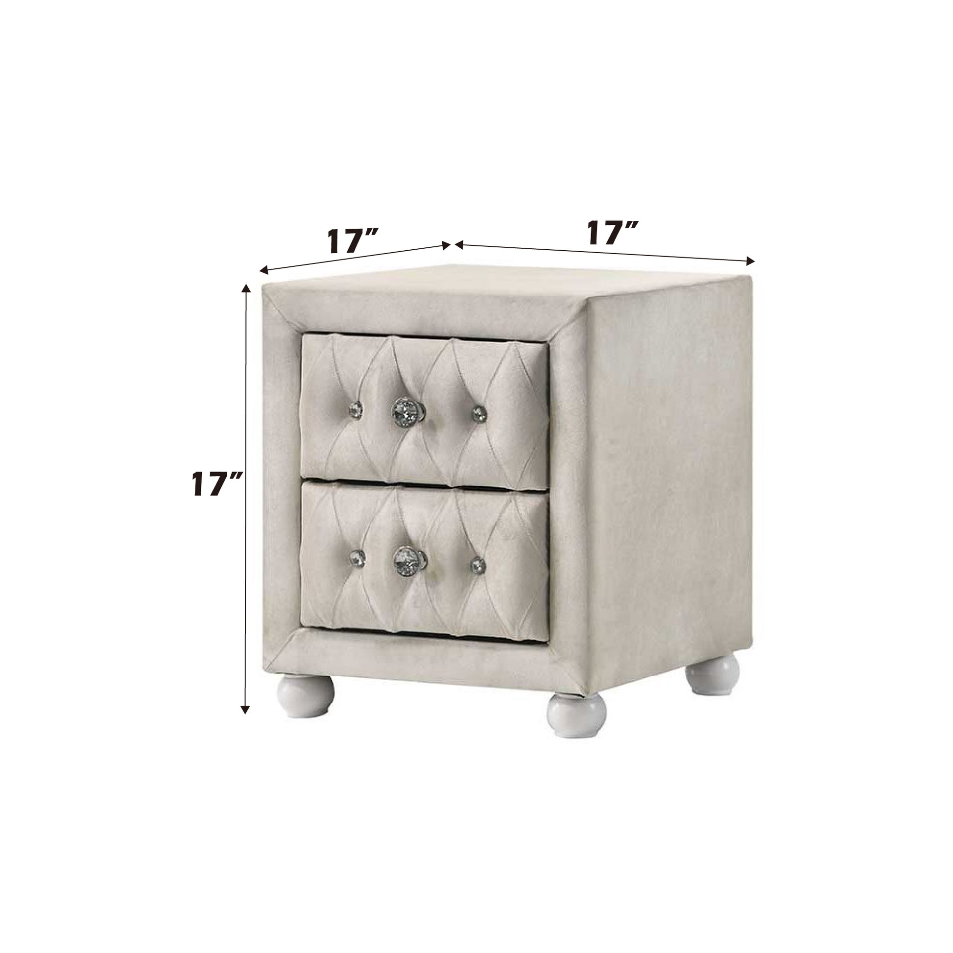 Beige Fabric Nightstand - 17" Wide Storage