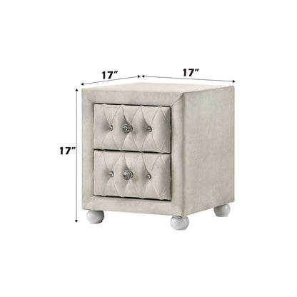 Beige Fabric Nightstand - 17" Wide Storage