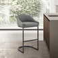 Ambrie Counter Stool in Black Metal with Gray Faux Leather