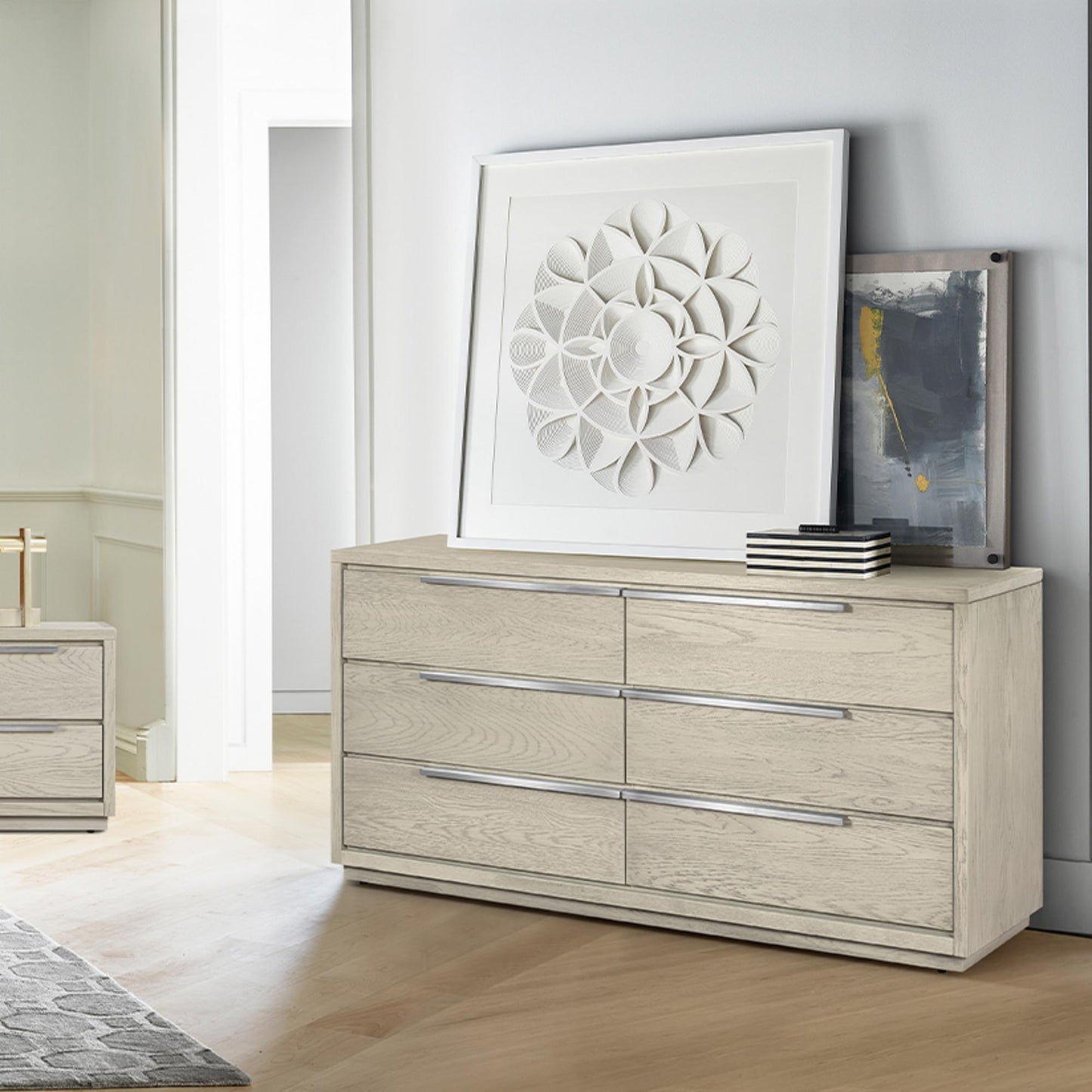 Abbey 6 Drawer Dresser in Gray Oak Wood