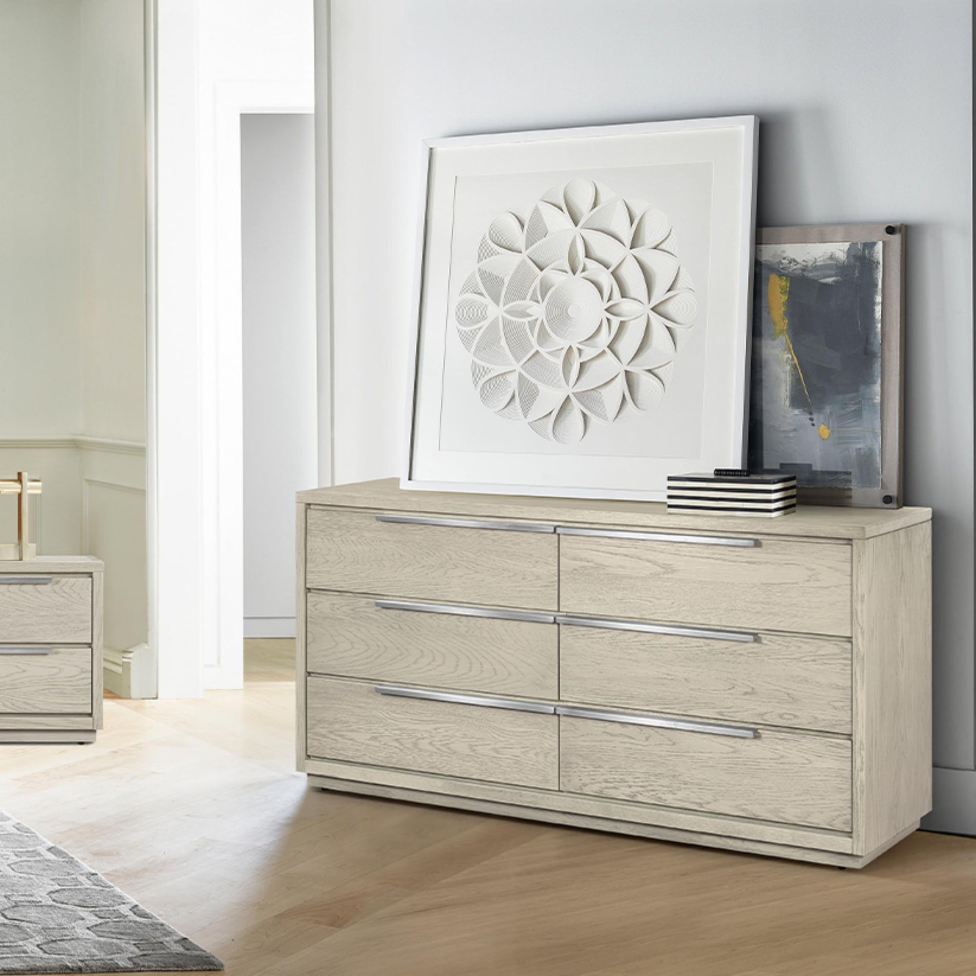 Abbey 6 Drawer Dresser in Gray Oak Wood