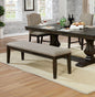 Transitional Modern Style Espresso Frame 1pc Bench Padded Seat Back Nailhead Trim Warm Gray Fabric
