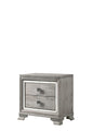1pc Contemporary Light Grey Finish Two Drawers Bevel Mirror Accents Wooden Solid Wood Bedroom Furniture