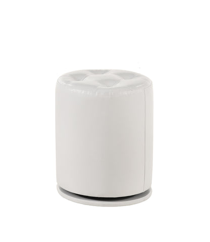 1pc Glam Contemporary Upholstered Round Swivel Vanity Stool Button Tufted Seat White