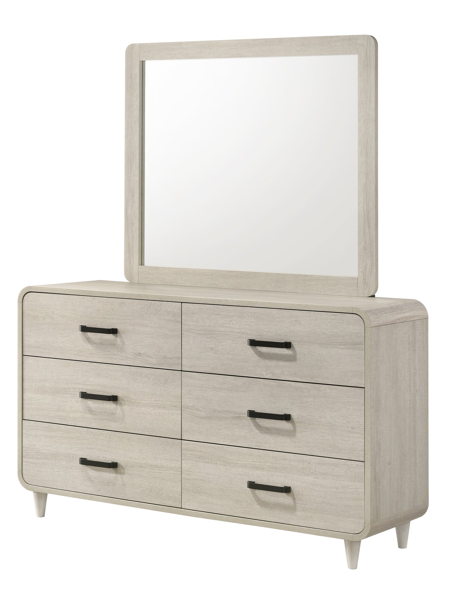 Antique White Wood Dresser - 6 Drawers Bedroom Storage