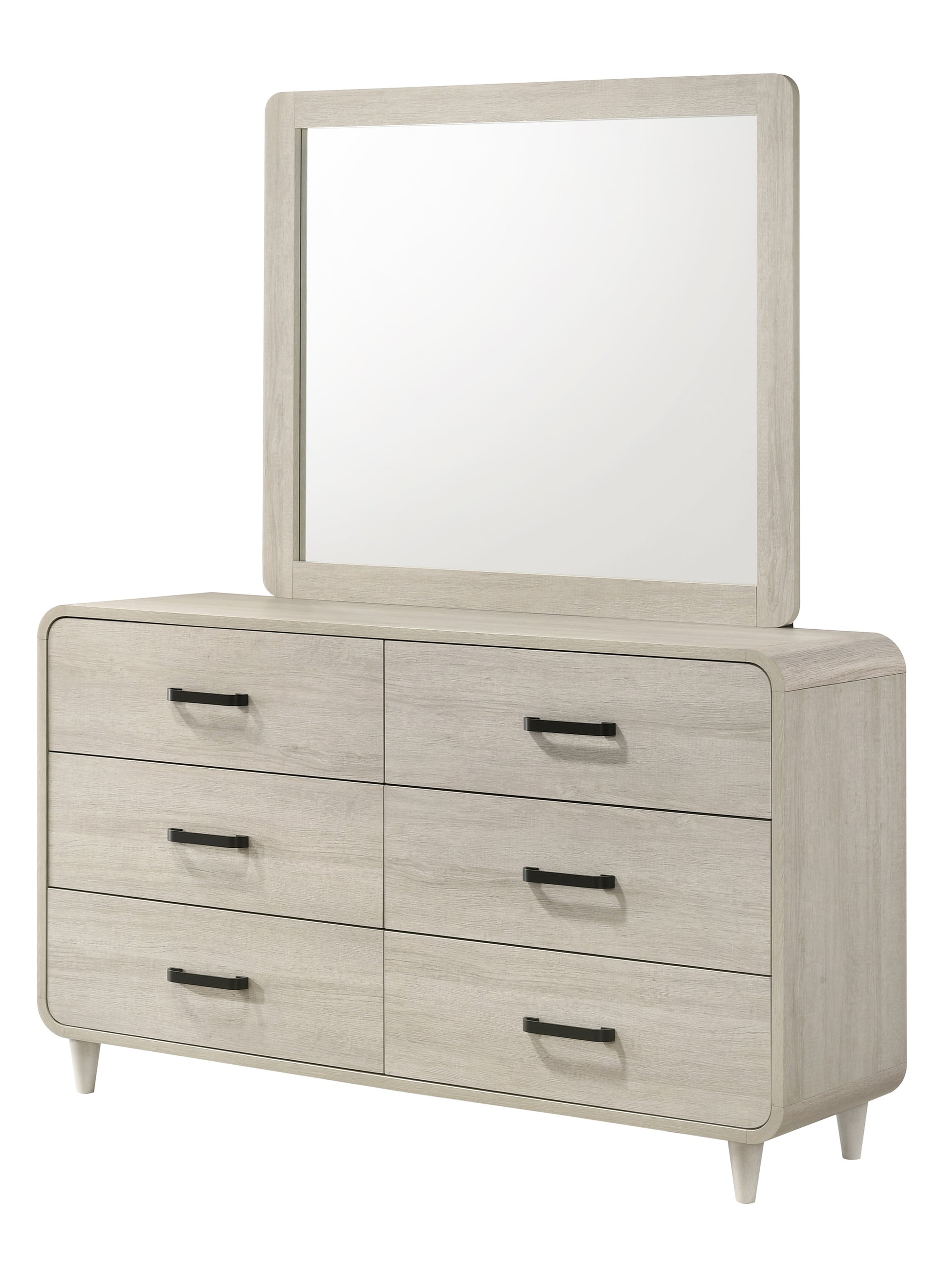 Antique White Wood Dresser - 6 Drawers Bedroom Storage