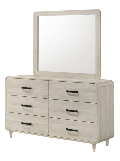 Antique White Wood Dresser - 6 Drawers Bedroom Storage