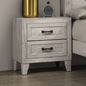 Bedside Table White Wash Finish Striking Elegant 1pc Nightstand Contemporary Style Black Bar Pull 2-Drawers