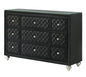 1pc Traditional Nine Drawers Velvet Tufted Drawer Fronts Faux Crystal Drawer Knobs Diamond-patterned Tufted Accents Black