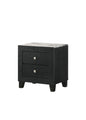 1pc Contemporary Modern White Faux Marble Top 2 Drawers Nightstand Black Finish Bedroom Furniture