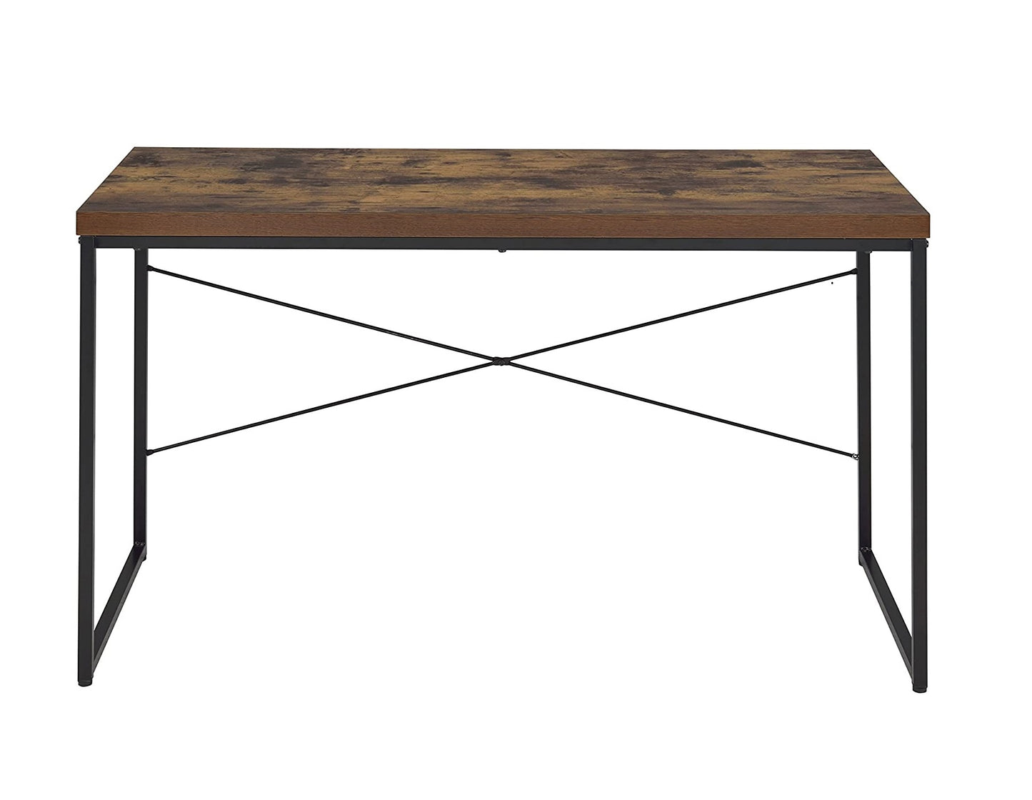 Industrial Style 1pc Writing Desk Wooden Weathered Oak Finish Black Metal Frame Laptop Table Home Office Furniture