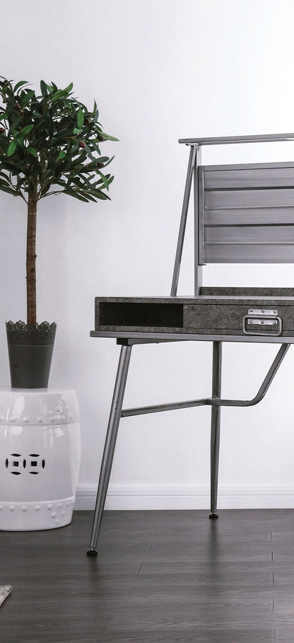 Silver Metal Computer Desk - 1 Drawer & 2 Shelves for Home Office