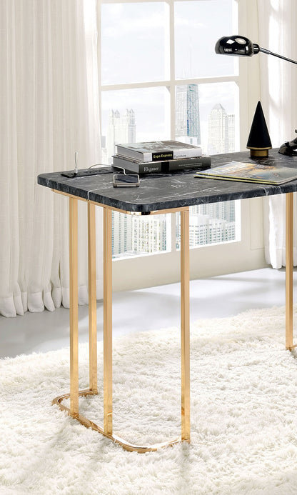 Gold Black Computer Desk Rectangular Office Desk 47.25"