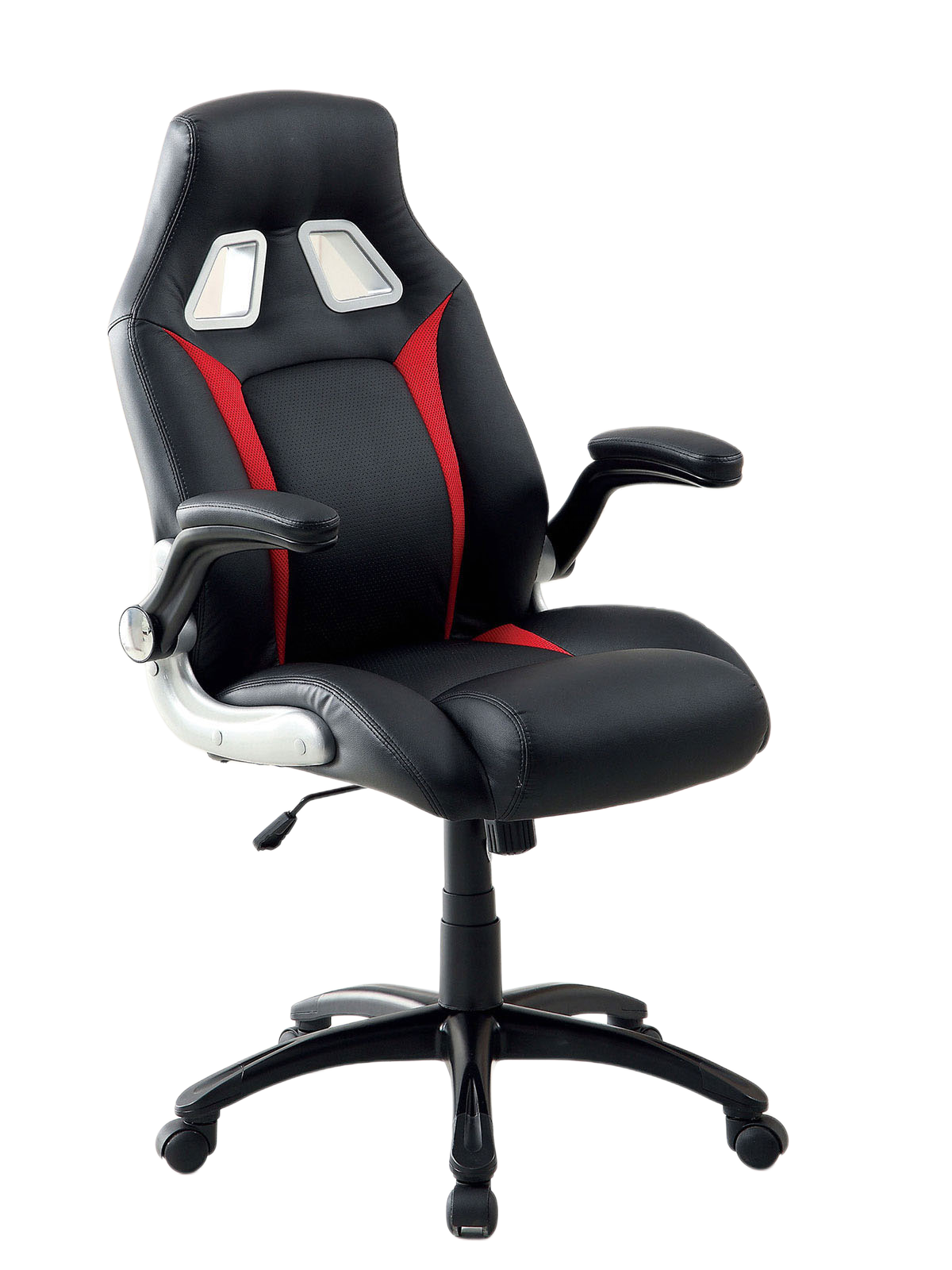 Black Leather Office Arm Chair - Adjustable Height