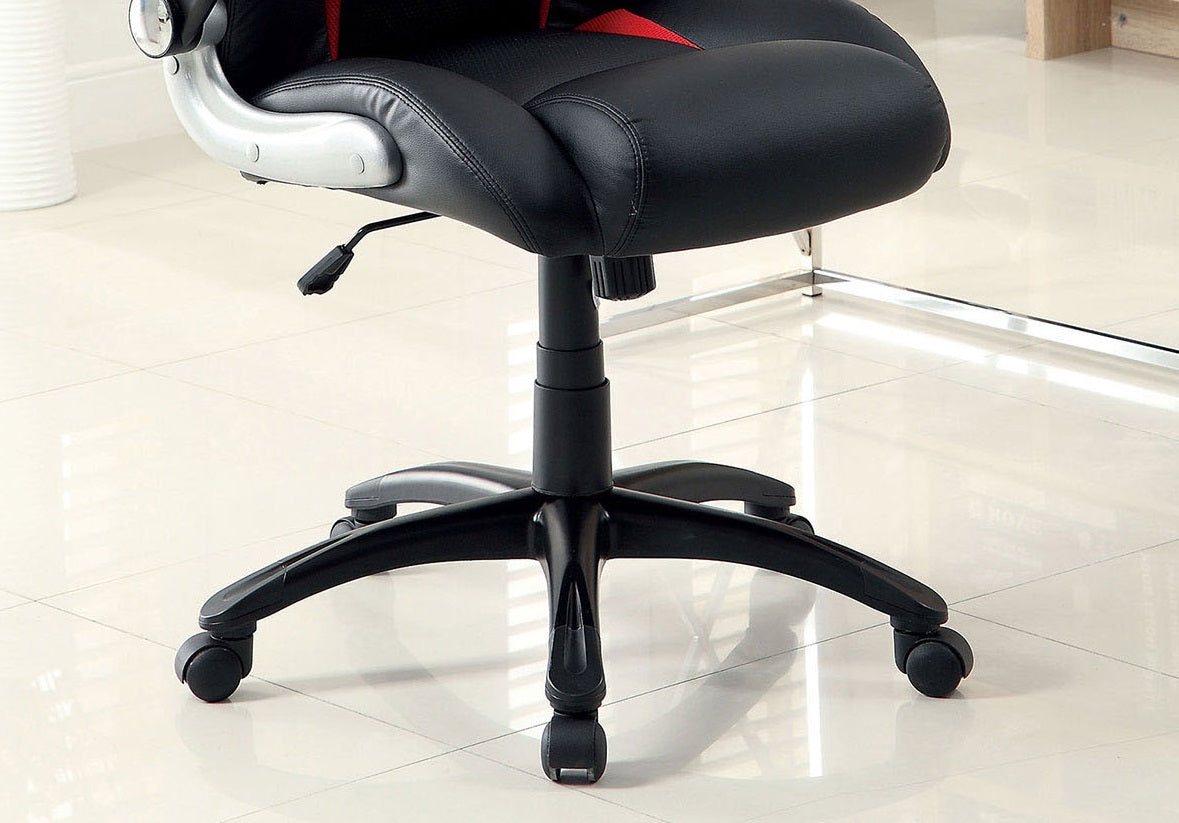 Black Leather Office Arm Chair - Adjustable Height