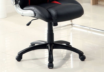 Black Leather Office Arm Chair - Adjustable Height