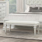 Metal Silver Finish Traditional Bench Ornated Round Knobs Diamond-button tufting adds a classic look, Creamy White