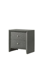 1pc Contemporary Modern 2-Drawer Nightstand Round Knobs Bedroom Wooden Furniture Gun Metal Gray Finish