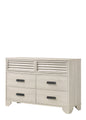 1pc Contemporary 6-Drawer Louvered Design Dresser Finger Pull Hardware Bedroom Wooden Furniture Beige Finish