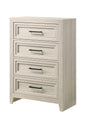 1pc Contemporary Four Drawer Chest Geometric Design Off-White Finish Wooden Furniture