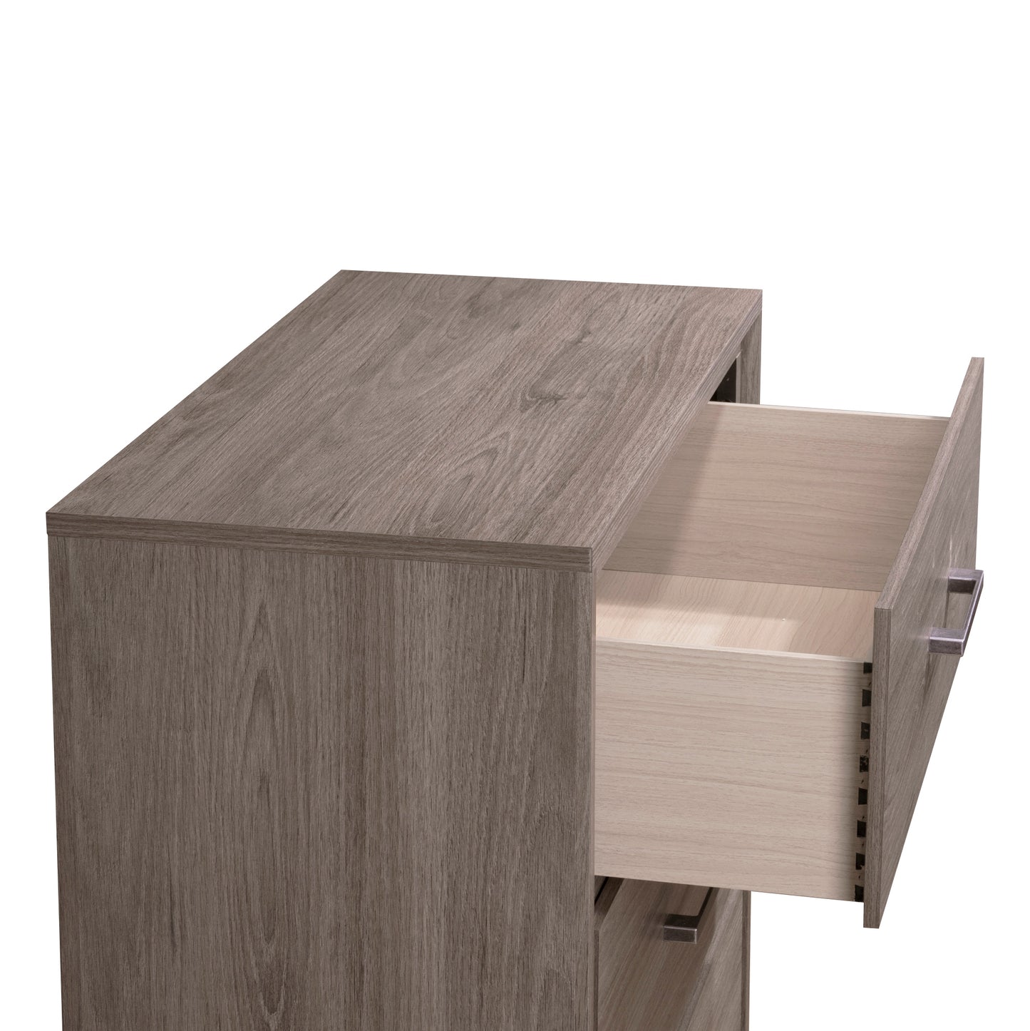 Contemporary 2-Drawer Nightstand - Gray Oak Finish