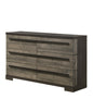 1pc Six Drawers Dresser Gray Ebony Finish Wooden Storage Bedroom Furniture